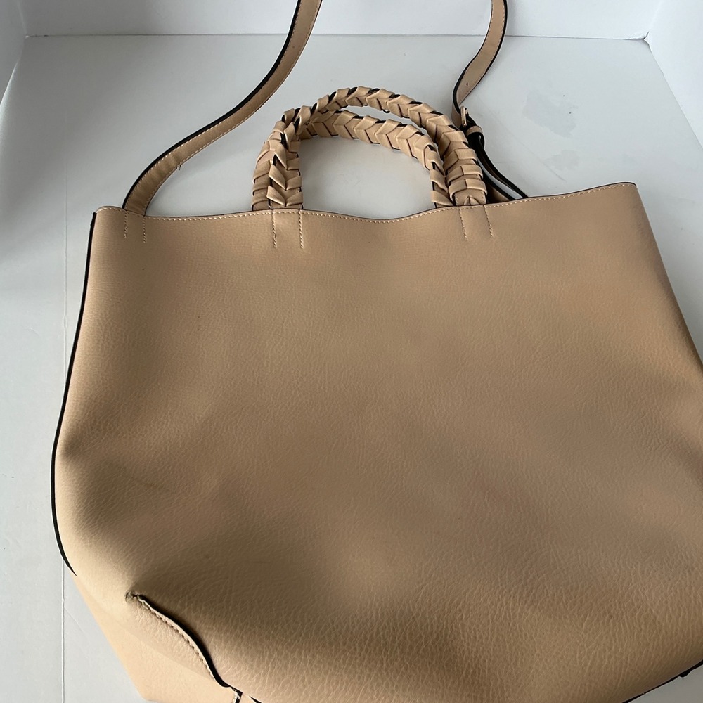 Jules Kae Tote Bag Braided Handle Pink Vegan Leather Large Crossbody Handbag - Picture 6 of 13